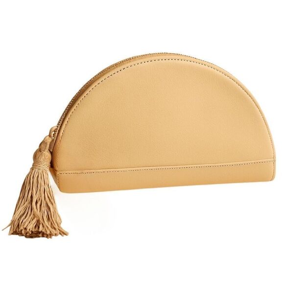 Anthropologie Embroidered Monogram Initial Clutch - Tan Floral Boho Style - Picture 2 of 3